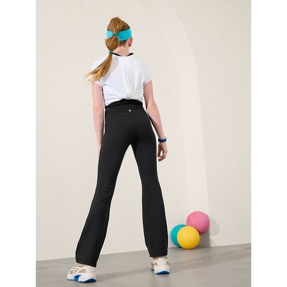 Athleta Girl High Rise Chit Chat Flare Pant Black Yoga Gym Girls Medium 8 10 - Picture 9 of 9